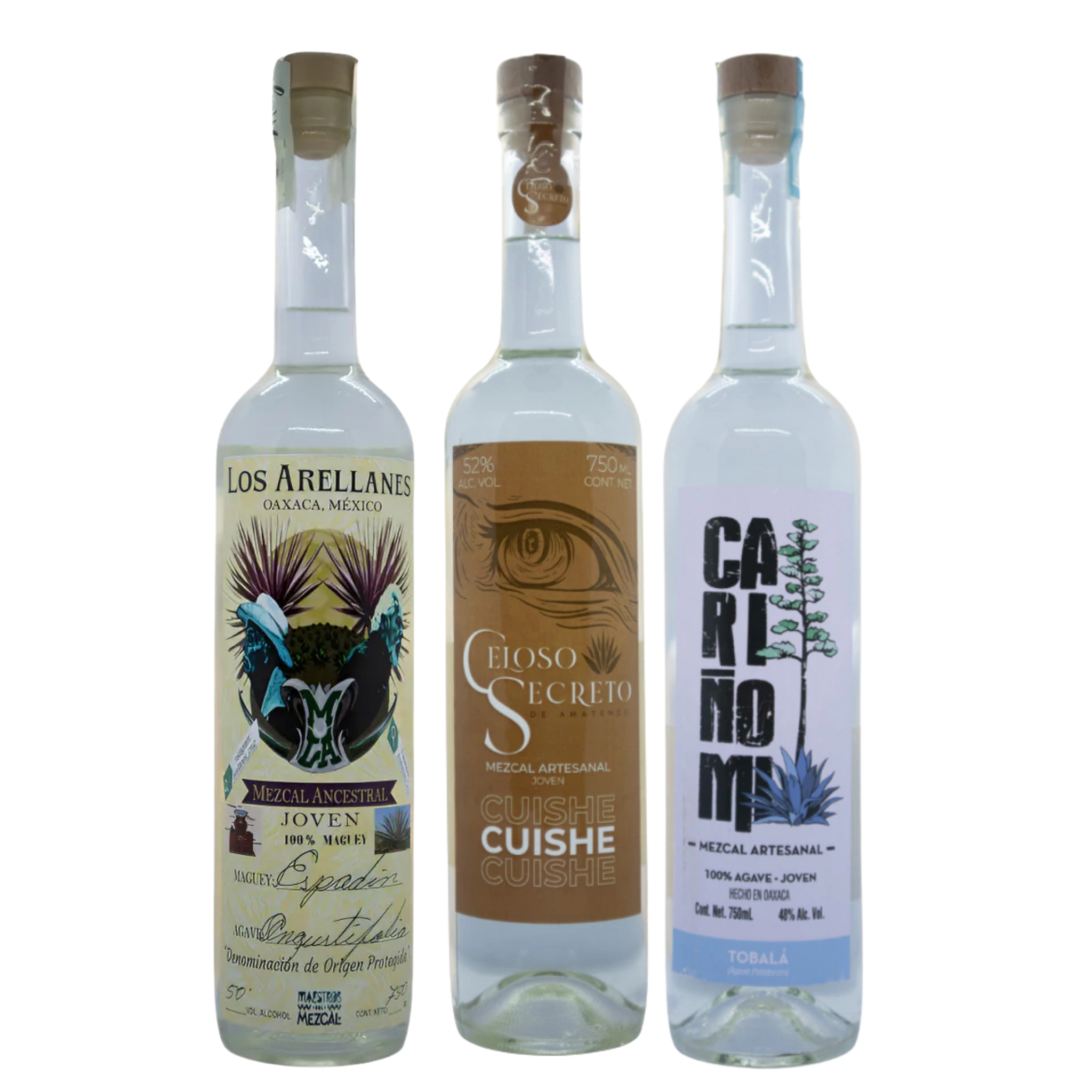 Mezcal Combo Espadín + Cuishe + Tobalá - Arellanes, Celoso Secreto, Cariño Mío