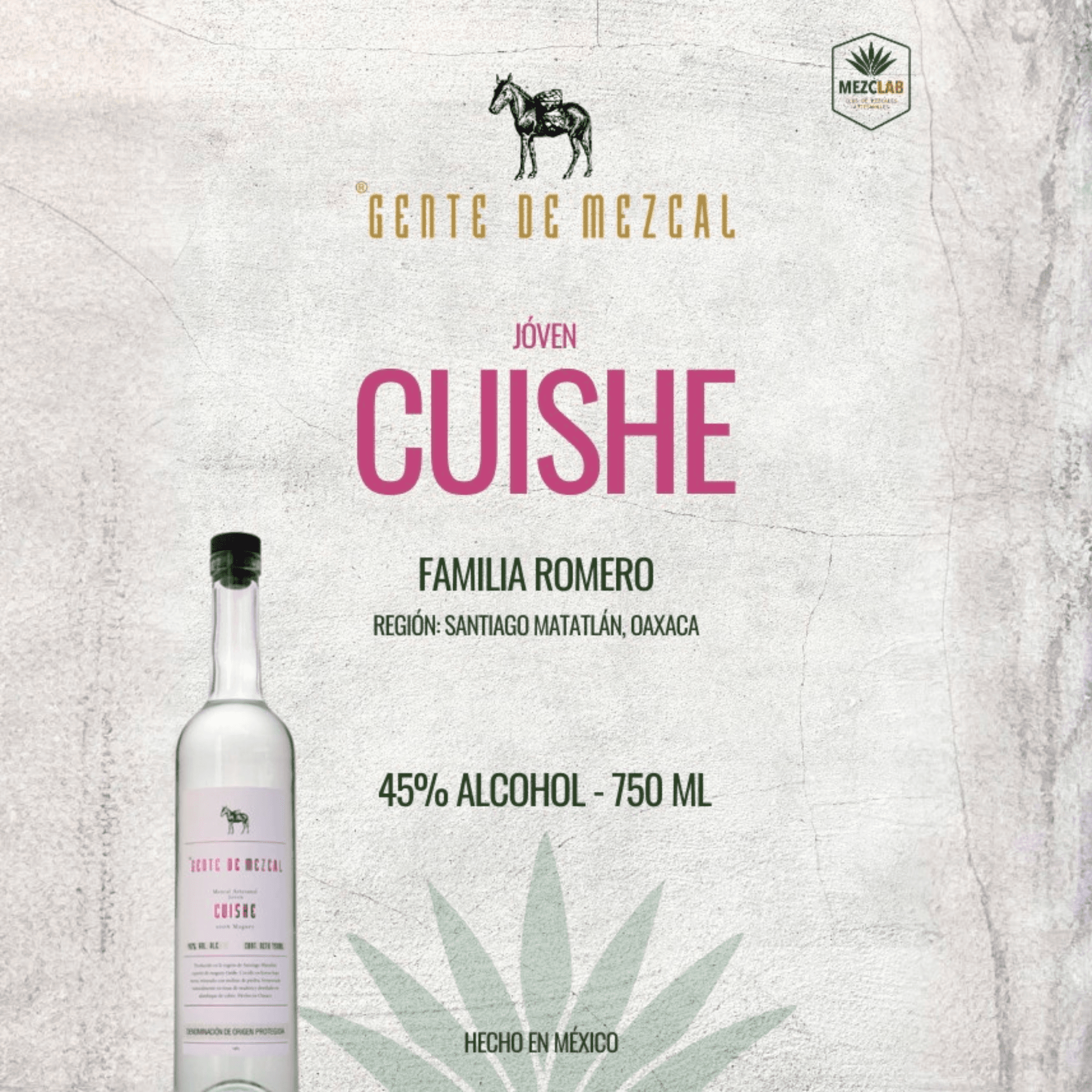 Mezcal Gente de Mezcal Cuishe Artesanal 750 ml