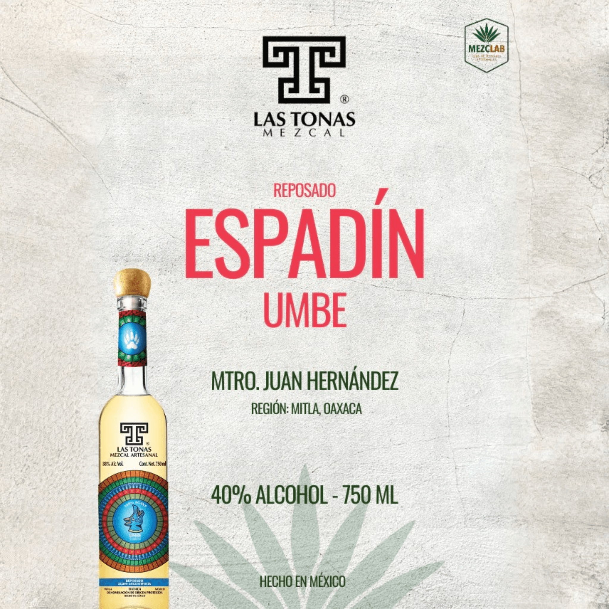 Mezcal Las Tonas Espadín Reposado Artesanal 750 ml