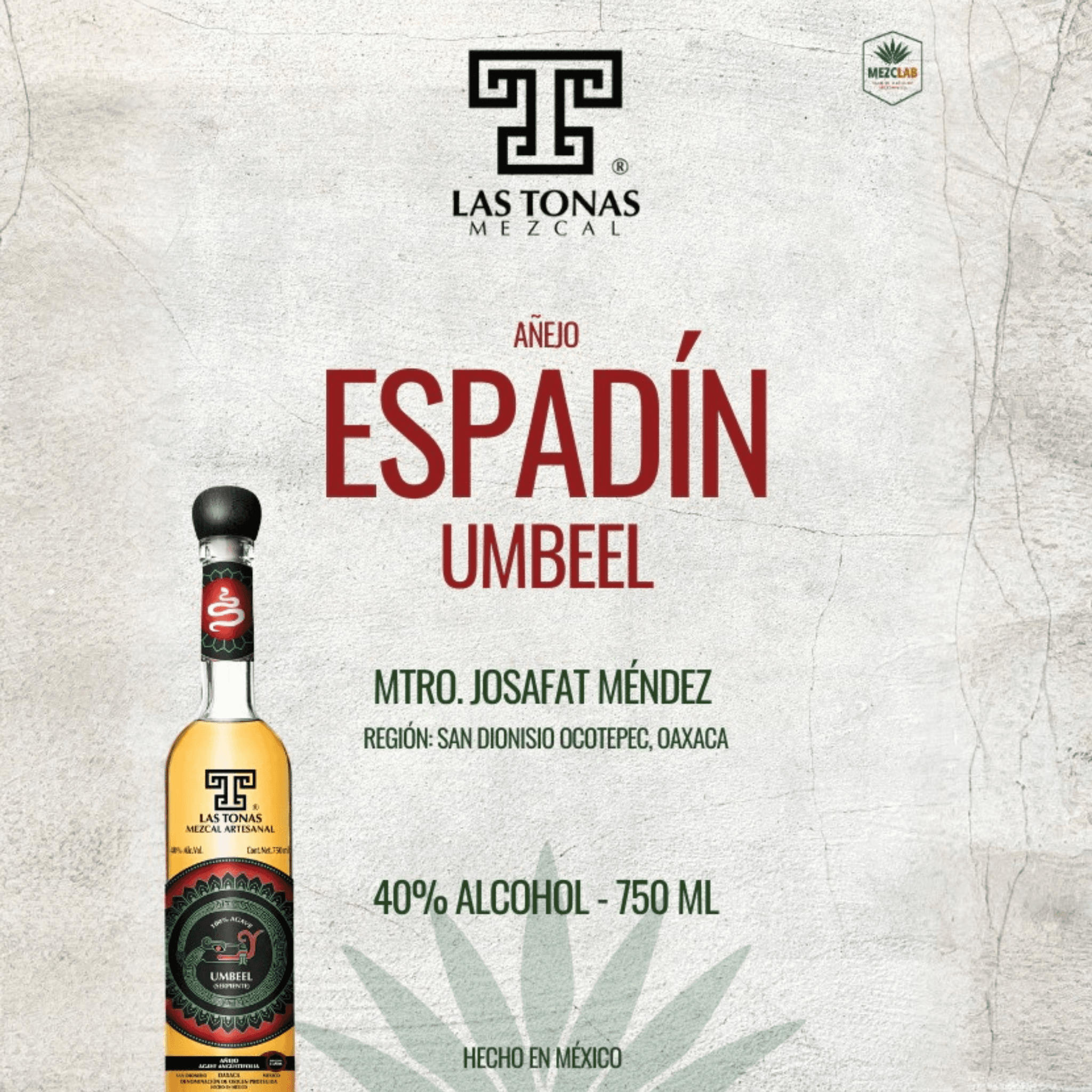 Mezcal Las Tonas Artesanal Espadín Añejo 750ml