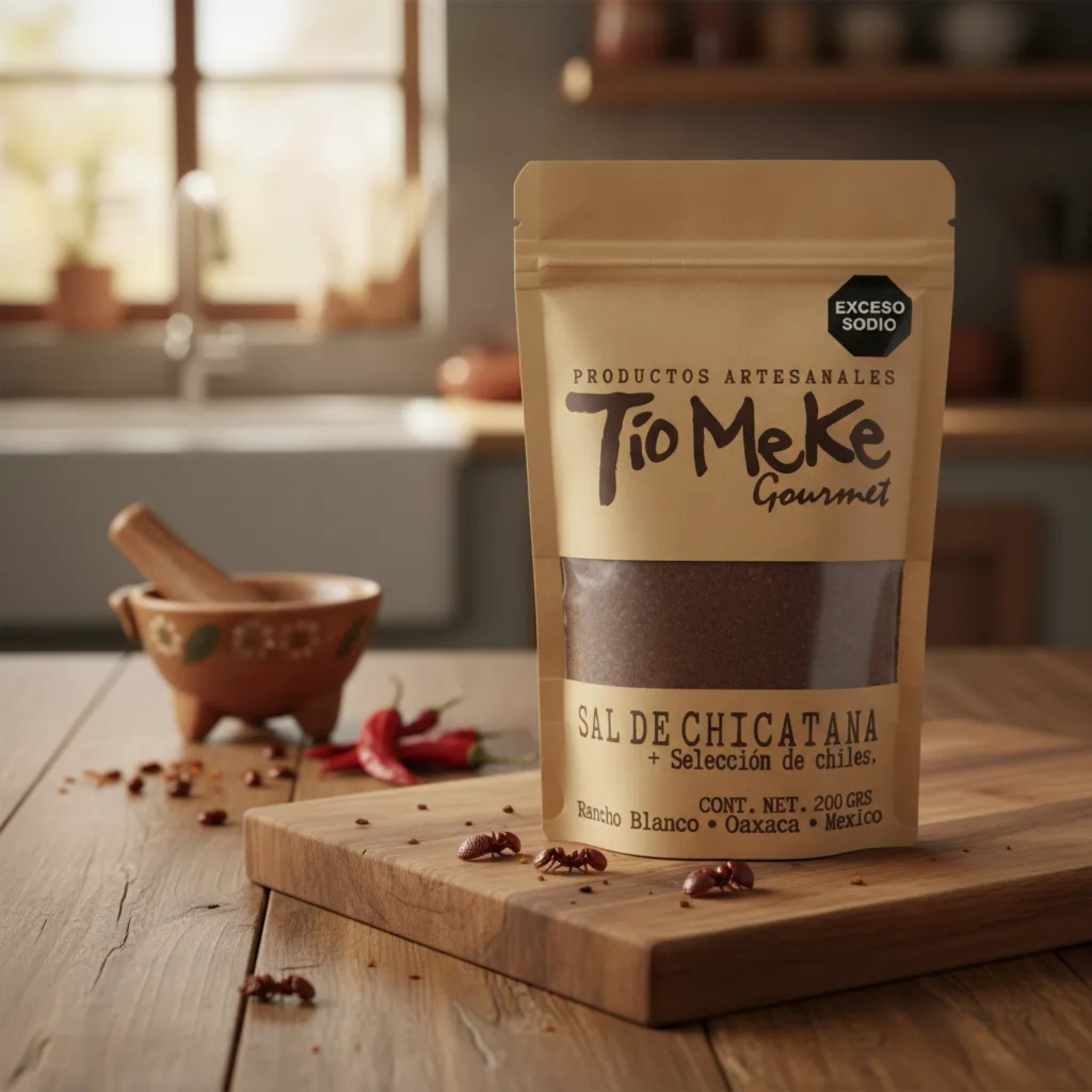 Sal Gourmet Tio Meke Chicatana con mezcla de chiles 200gr