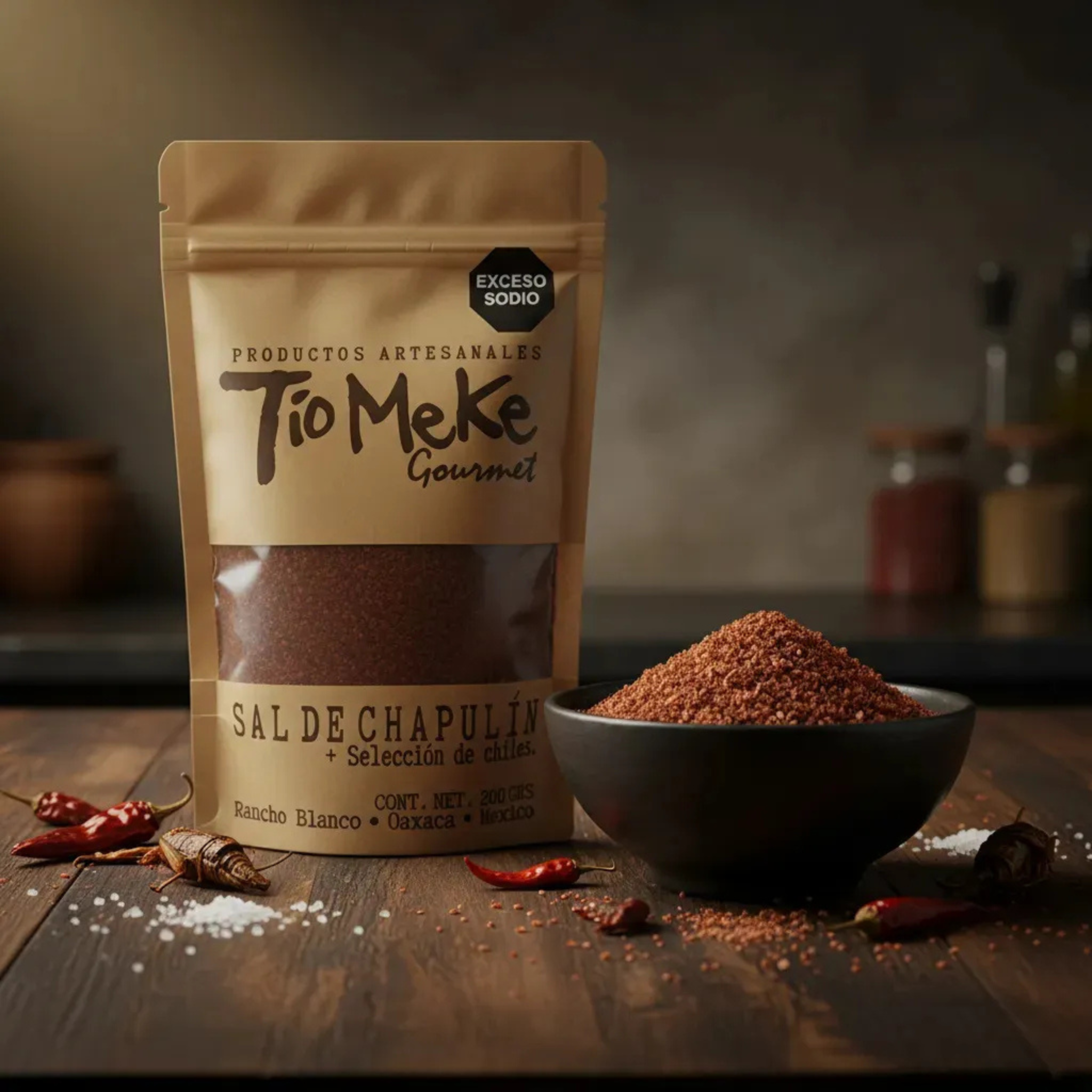 Sal Gourmet Tio Meke Chapulín con mezcla de chiles 200gr